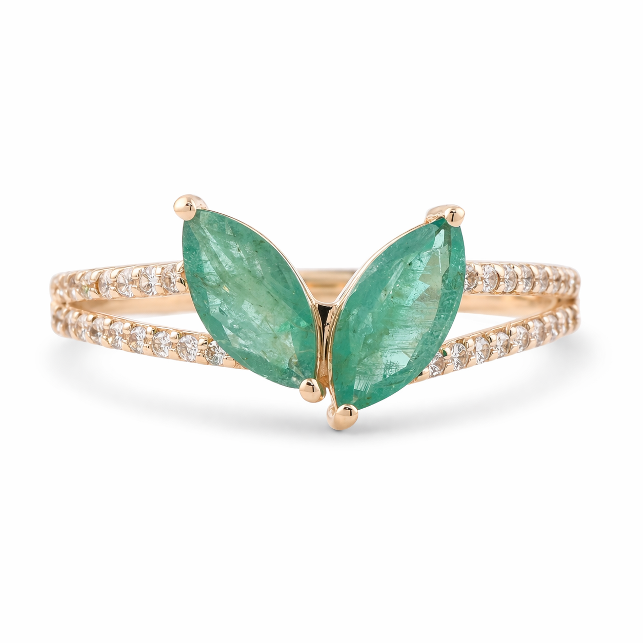 0.89 Ct Marquise Emerald 9K Gold Ring