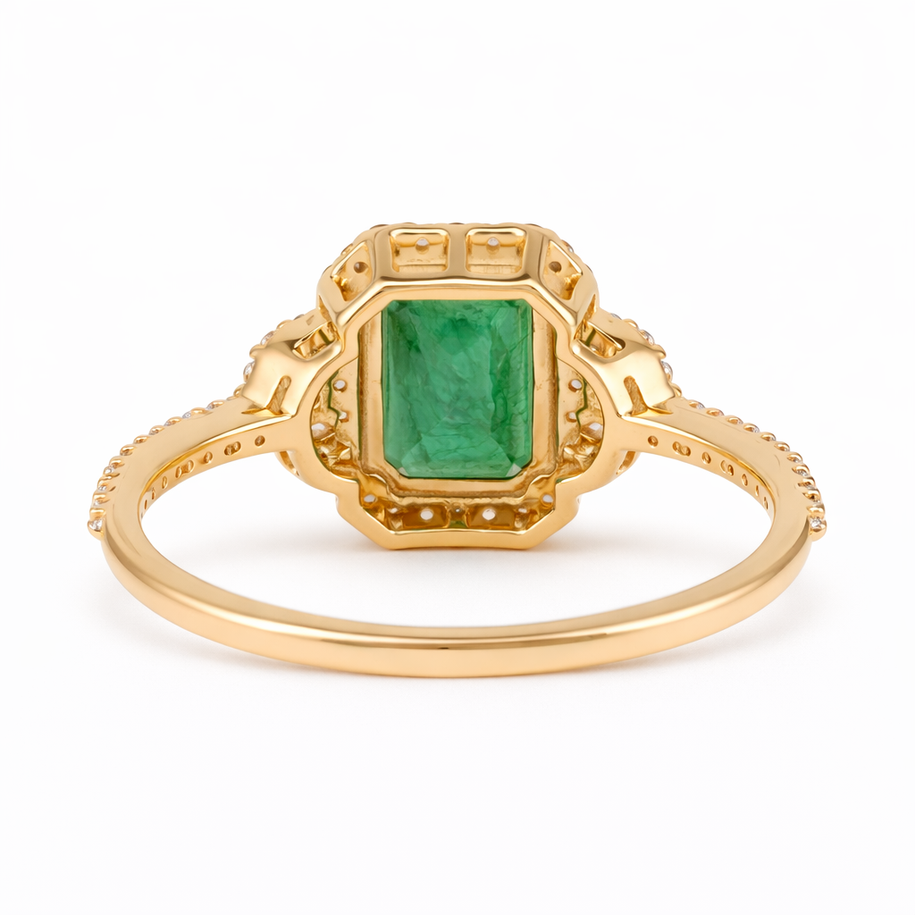 1.89 Ct Octagon Emerald 9K Gold Ring