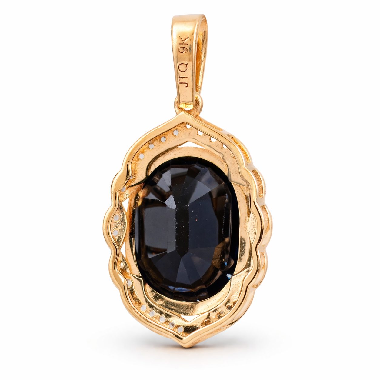 3.76 Ct Cushion Sapphire 9K Gold Pendant