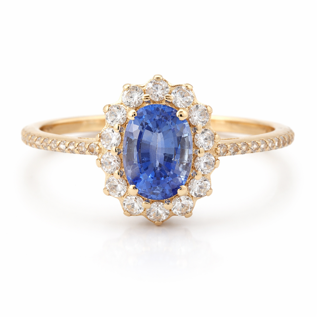 1.87 Ct Oval Sapphire 9K Gold Ring