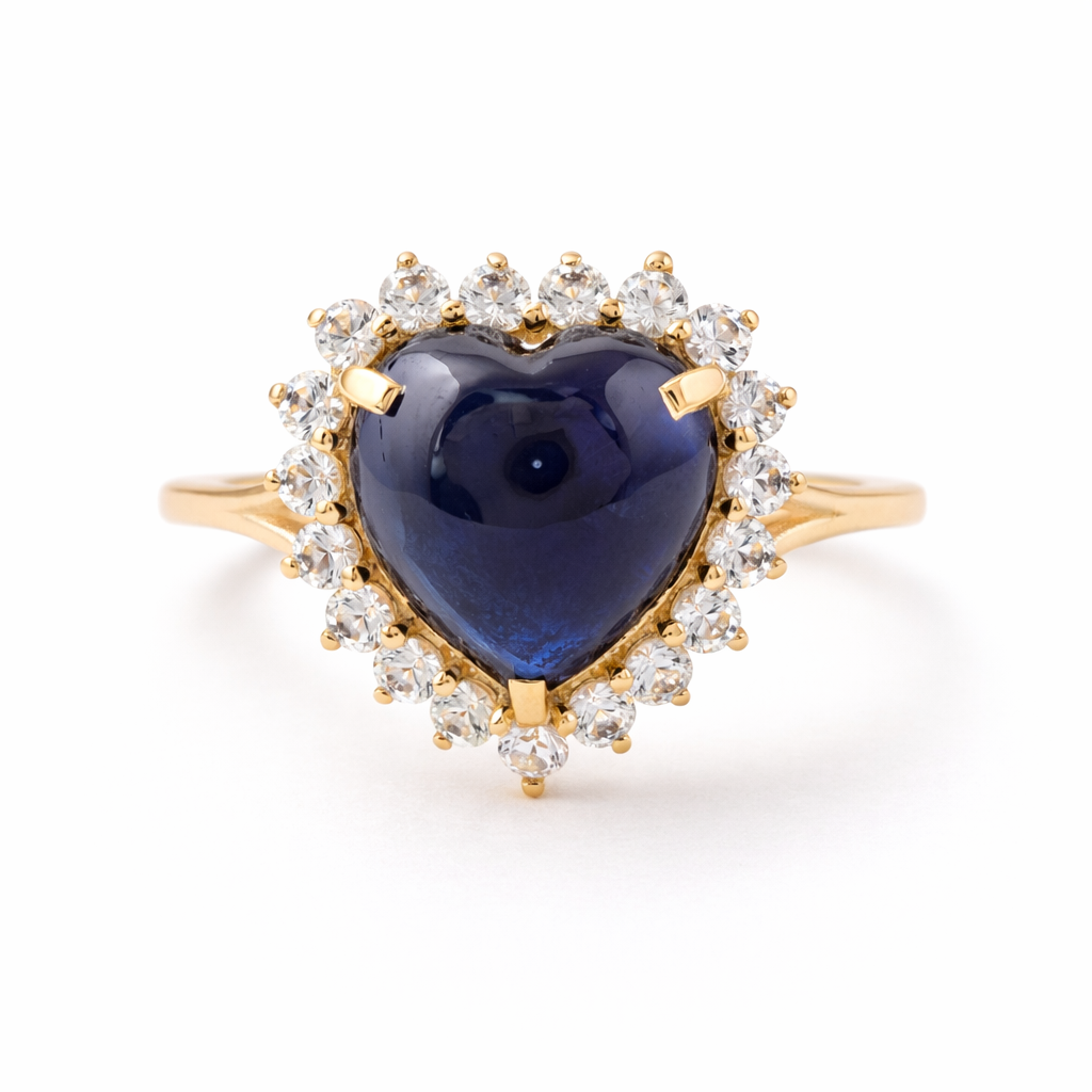 6.72 Ct Heart Sapphire 9K Gold Ring