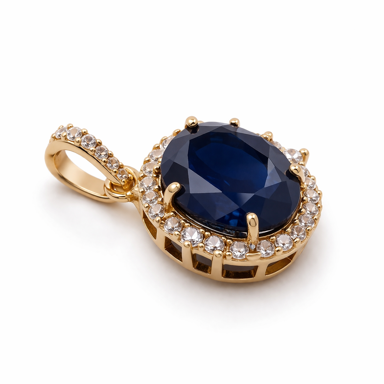 4.31 Ct Oval Sapphire 9K Gold Pendant