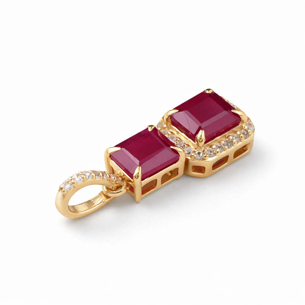 1.45 Ct Octagon Ruby 9K Gold Pendant