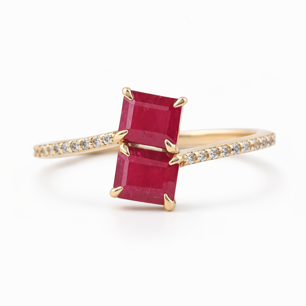 1.35 Ct Octagon Ruby 9K Gold Ring