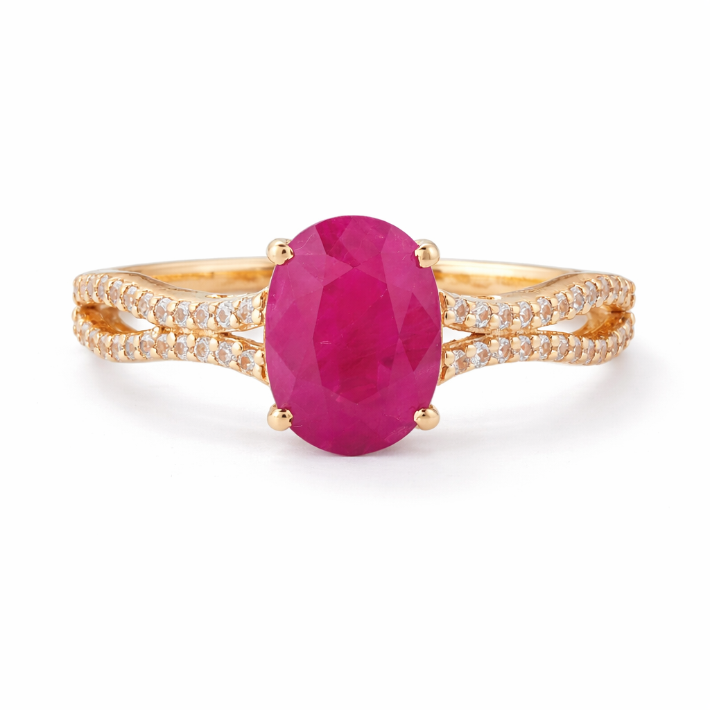 2.34 Ct Oval Ruby 9K Gold Ring