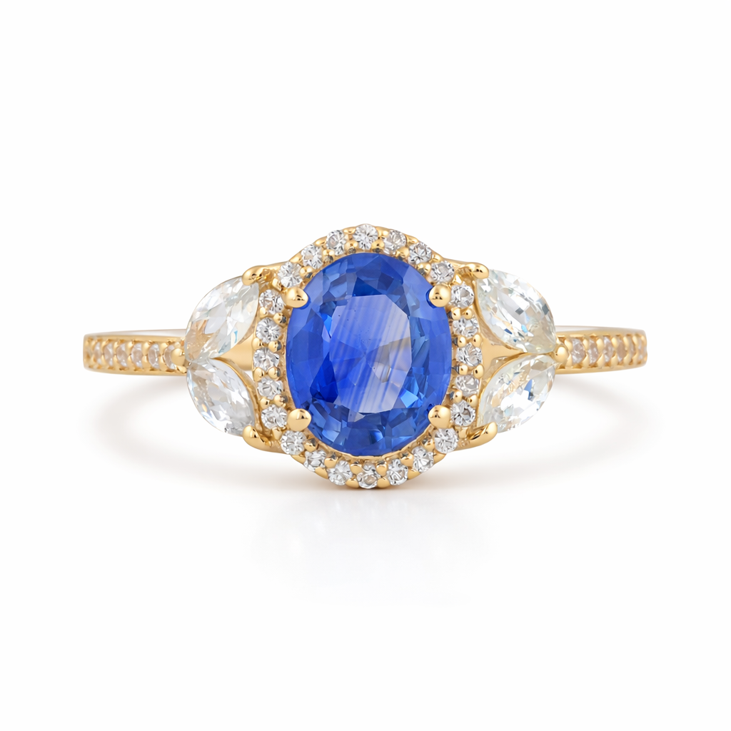 1.79 Ct Oval Sapphire 9K Gold Ring