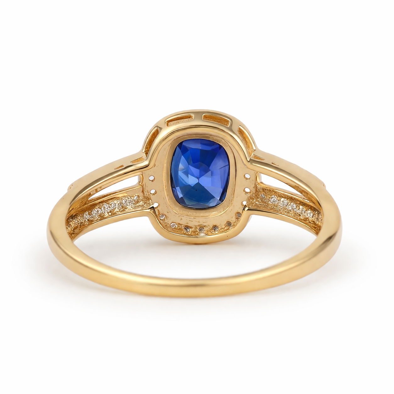 1.27 Ct Cushion Sapphire 9K Gold Ring