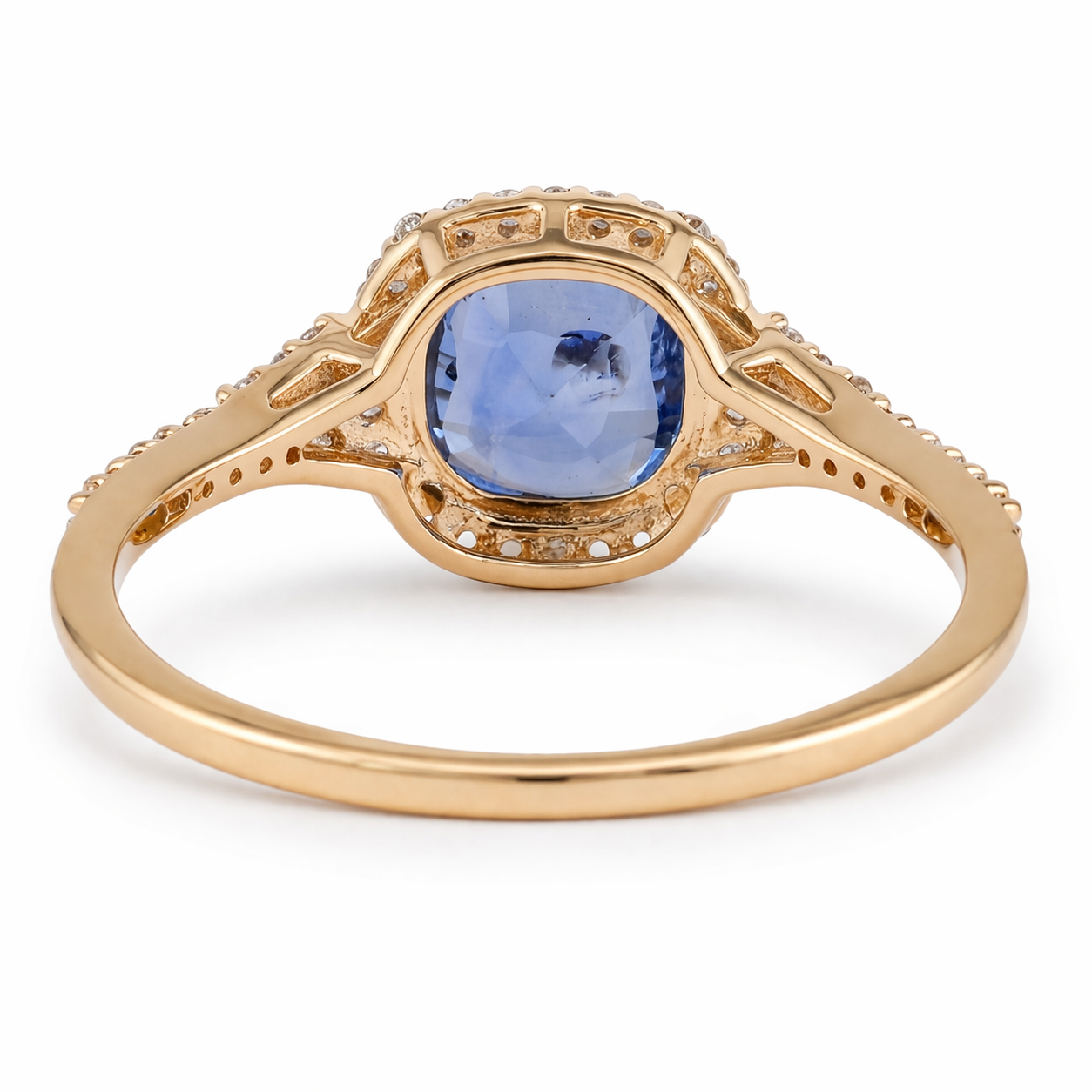 1.58 Ct Cushion Sapphire 9K Gold Ring