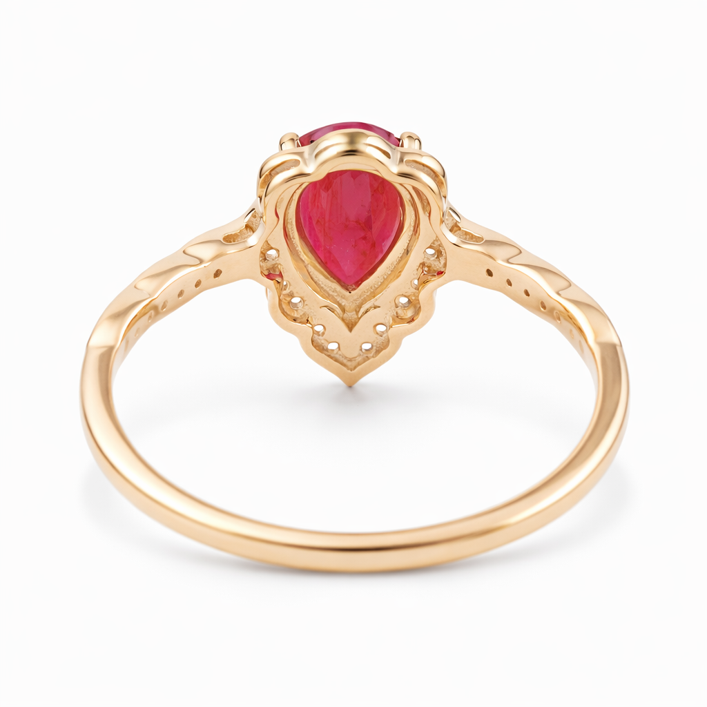 1.25 Ct Pear Ruby 9K Gold Ring