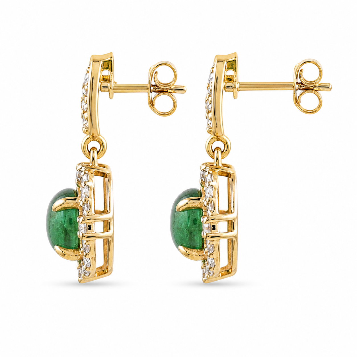 2.31 Ct Round Emerald 9K Gold Earrings
