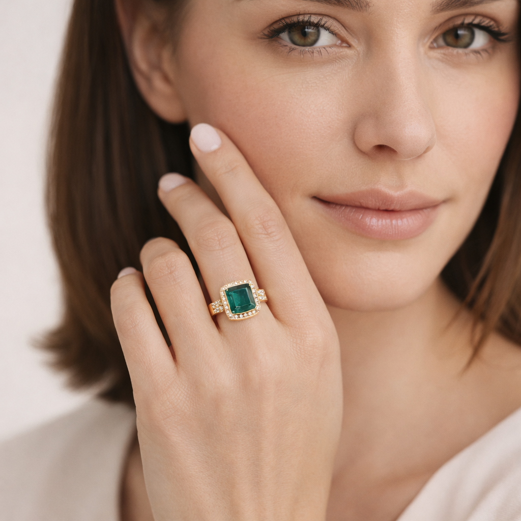 2.17 Ct Octagon Emerald 9K Gold Ring