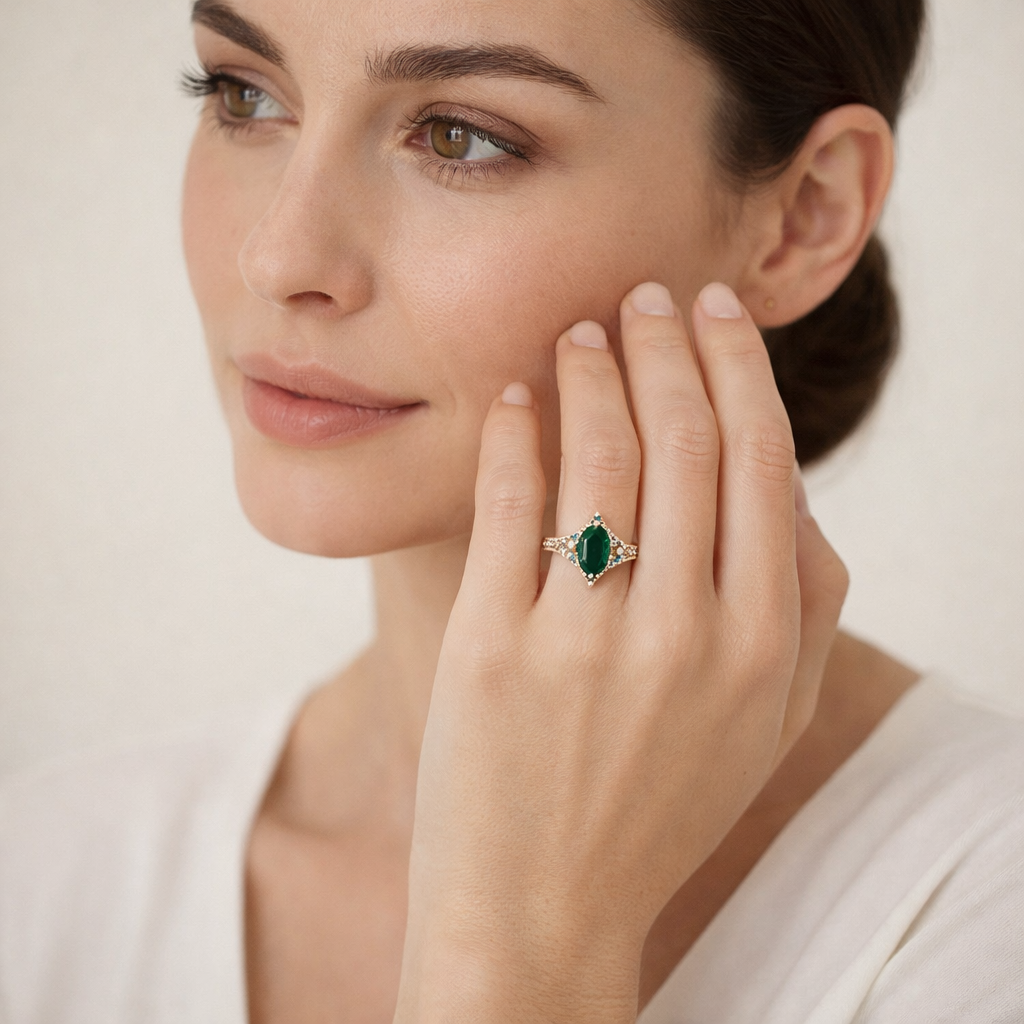 2.23 Ct Oval Emerald 9K Gold Ring