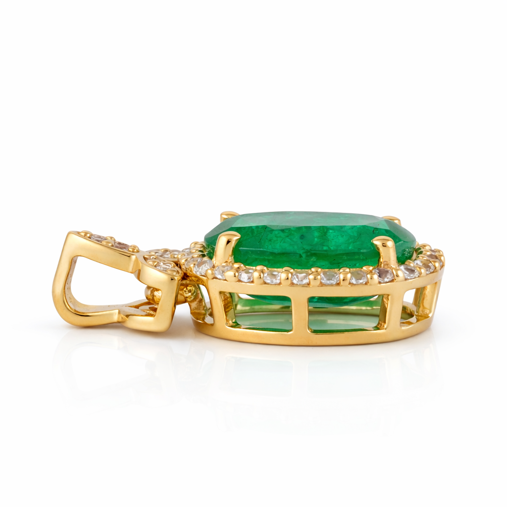 1.47 Ct Oval Emerald 9K Gold Pendant