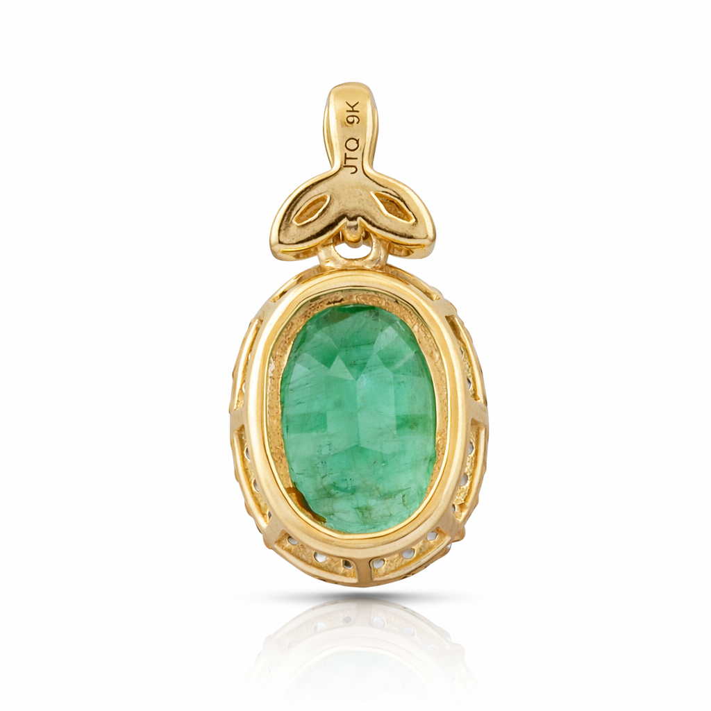 1.47 Ct Oval Emerald 9K Gold Pendant