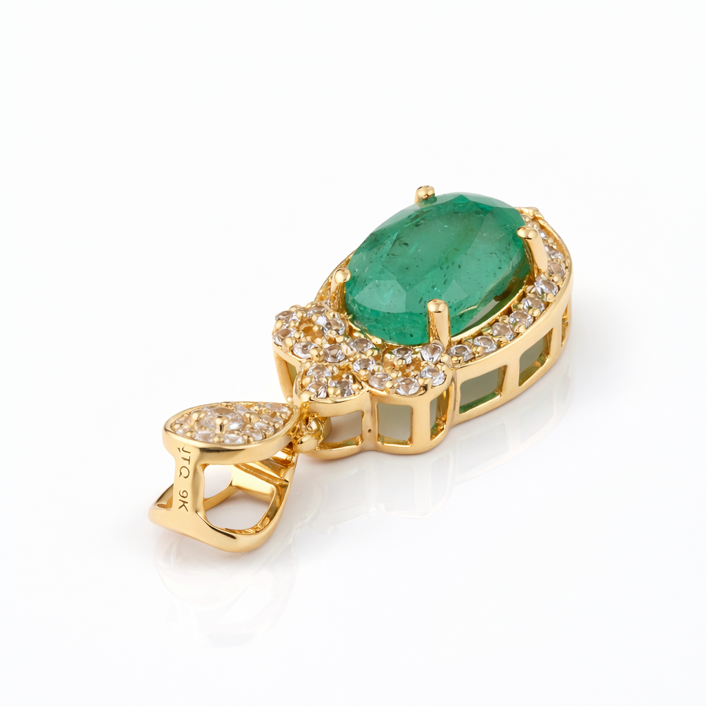1.59 Ct Oval Emerald 9K Gold Pendant
