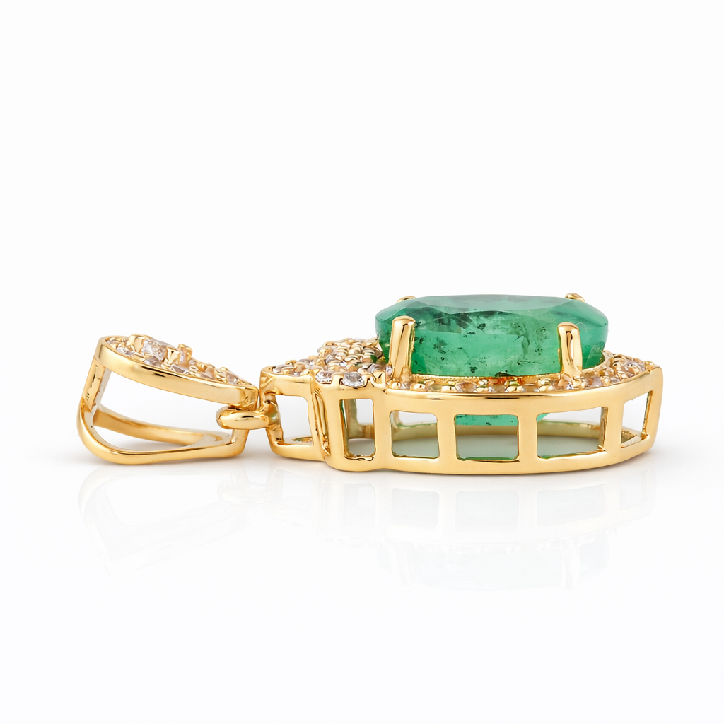 1.59 Ct Oval Emerald 9K Gold Pendant