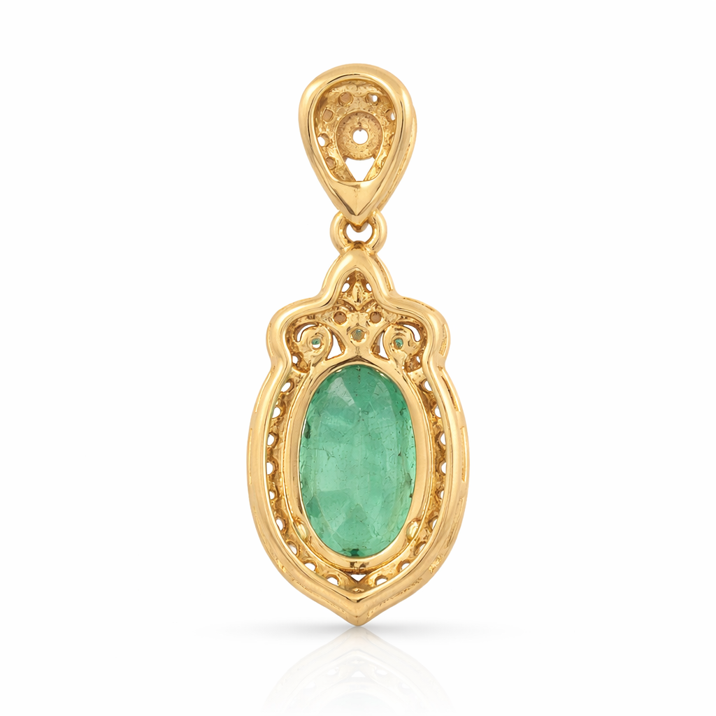 1.59 Ct Oval Emerald 9K Gold Pendant