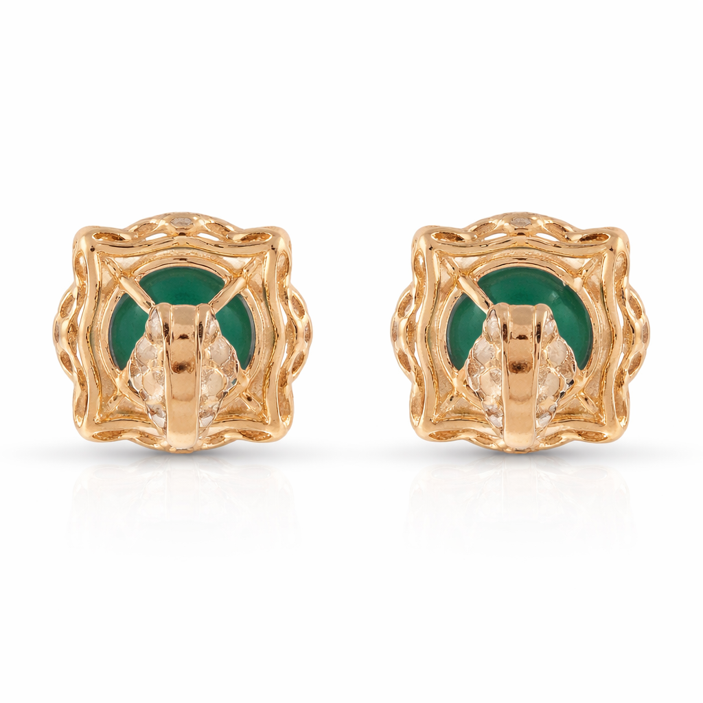 2.25 Ct Round Emerald 9K Gold Earrings