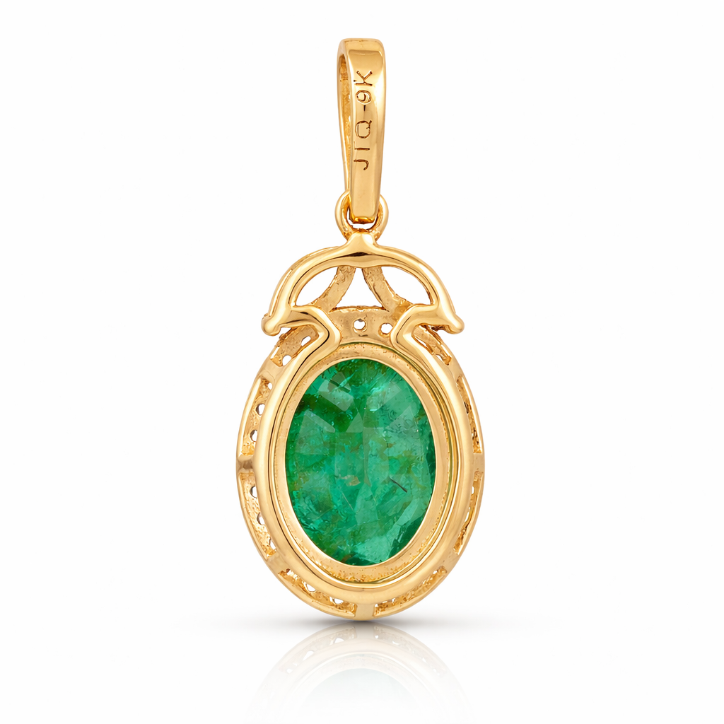 1.71 Ct Oval Emerald 9K Gold Pendant