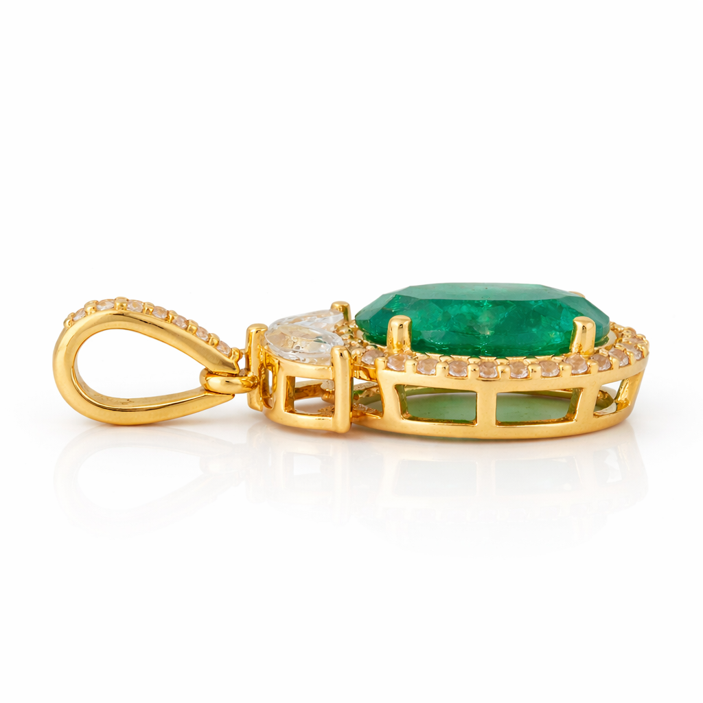 1.71 Ct Oval Emerald 9K Gold Pendant
