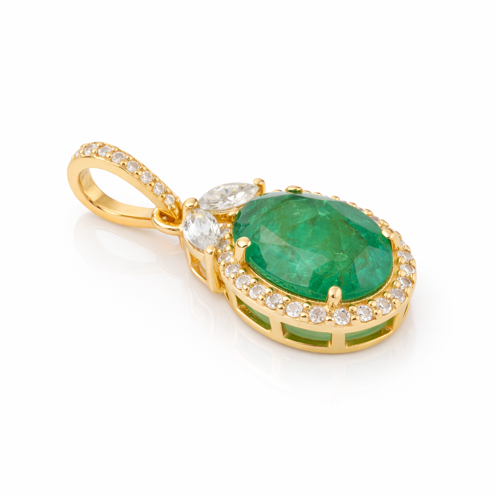 1.71 Ct Oval Emerald 9K Gold Pendant