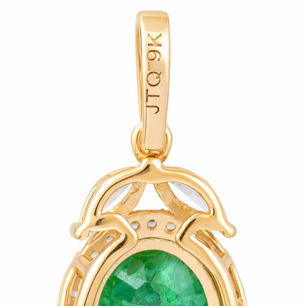 1.71 Ct Oval Emerald 9K Gold Pendant