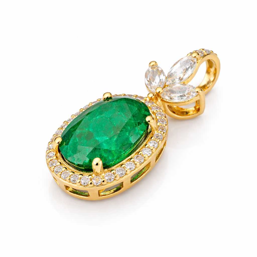 1.95 Ct Oval Emerald 9K Gold Pendant