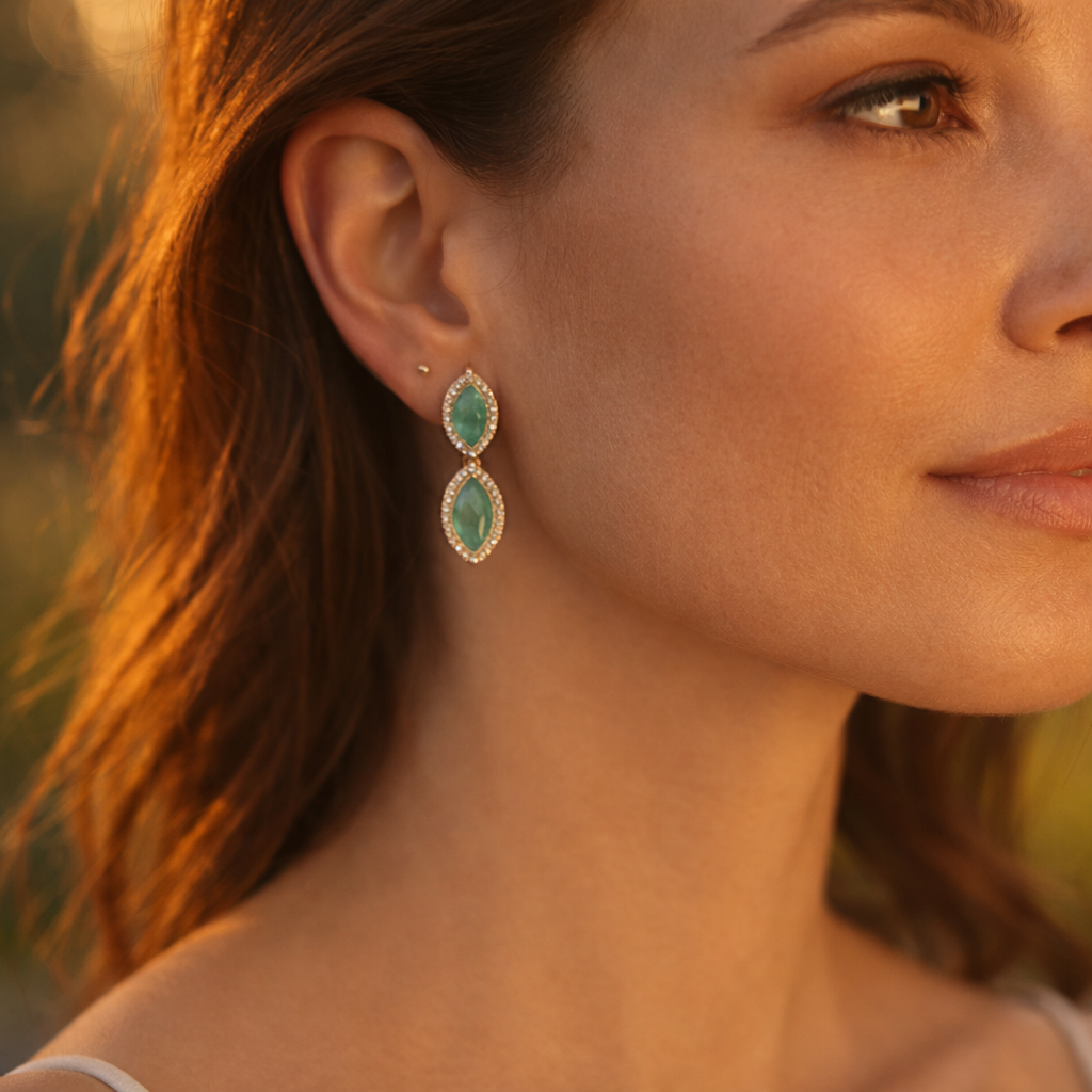 2.45 Ct Marquise Emerald 9K Gold Earrings