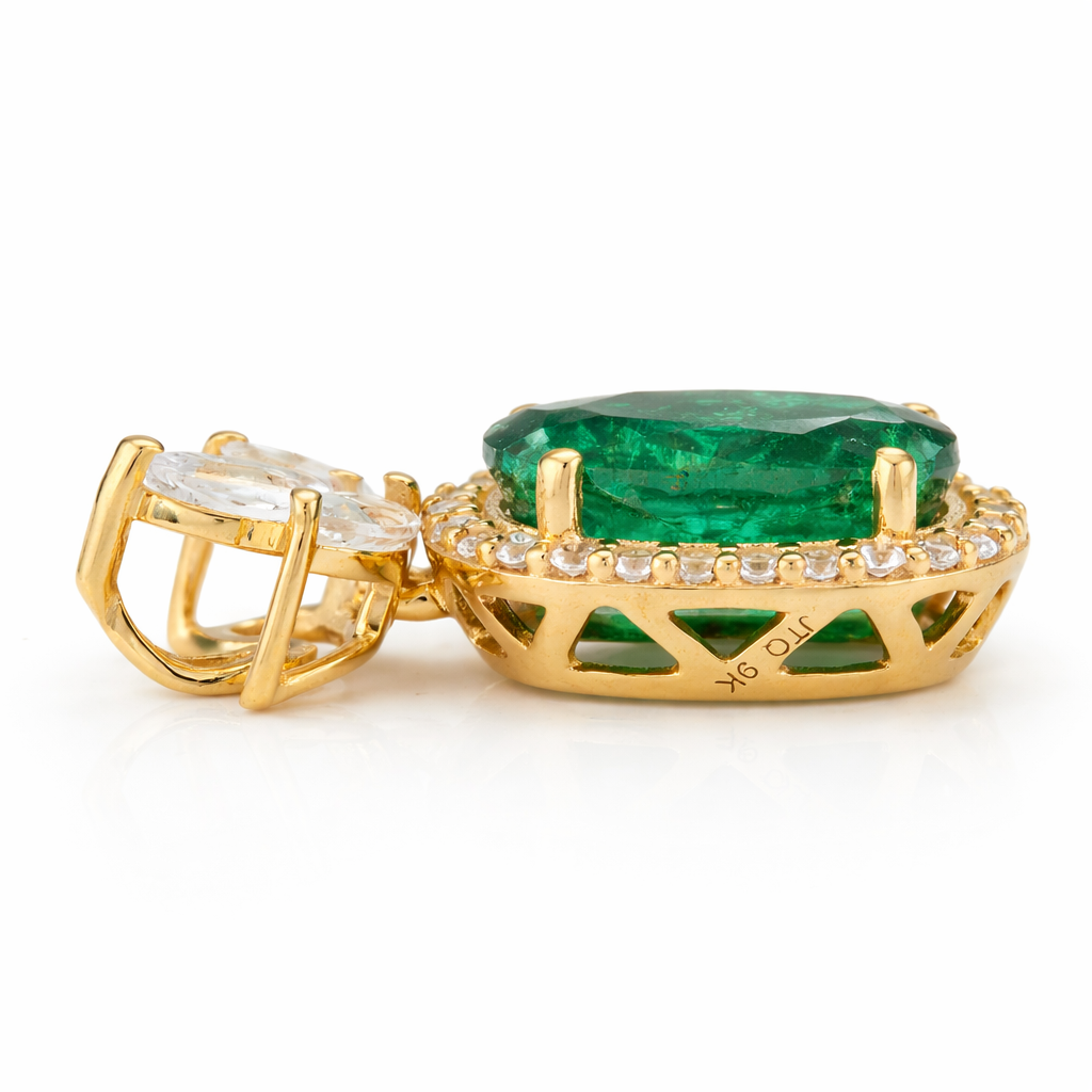 1.95 Ct Oval Emerald 9K Gold Pendant