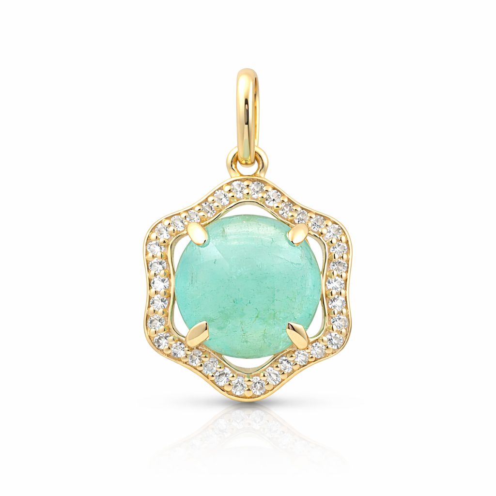 2.00 Ct Round Emerald 9K Gold Pendant