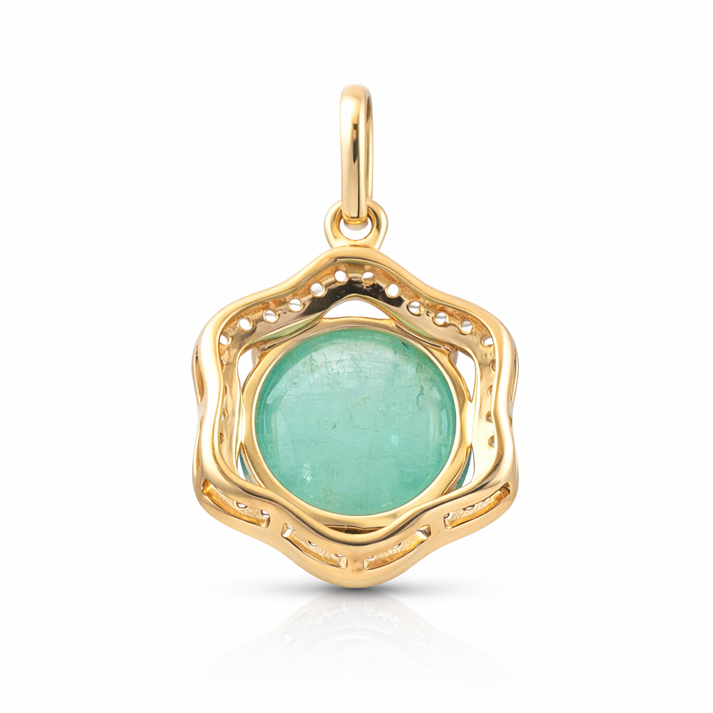 2.00 Ct Round Emerald 9K Gold Pendant