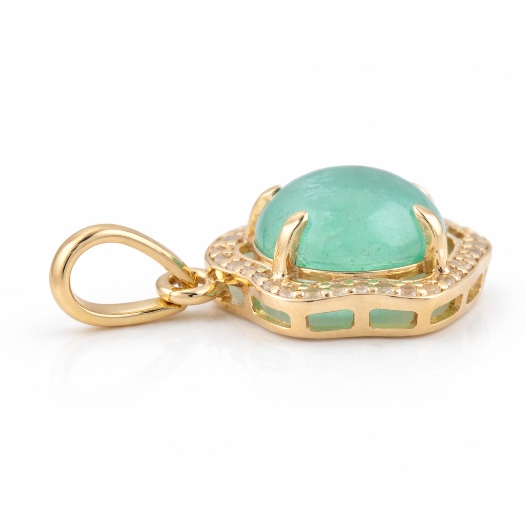 2.00 Ct Round Emerald 9K Gold Pendant