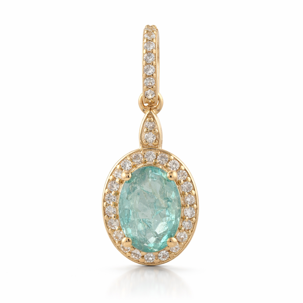 0.91 Ct Oval Emerald 9K Gold Pendant