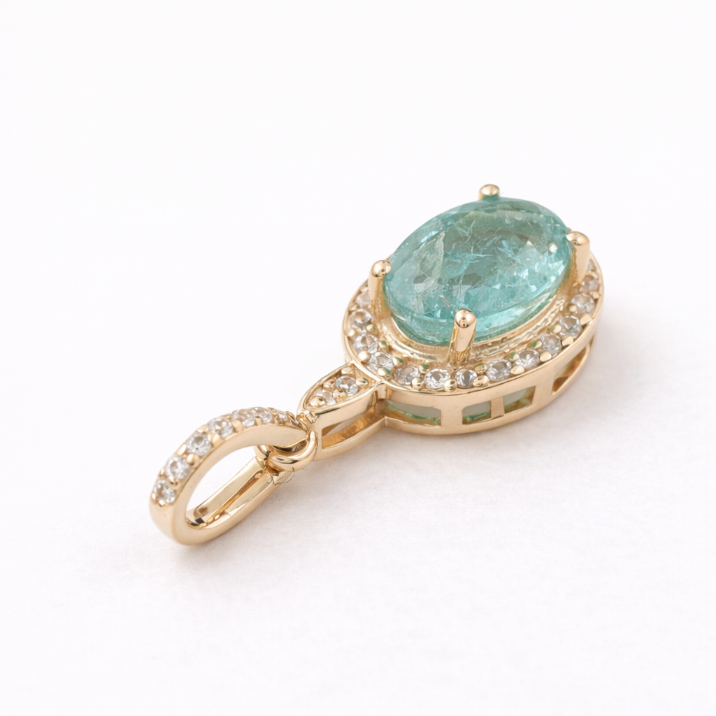 0.91 Ct Oval Emerald 9K Gold Pendant