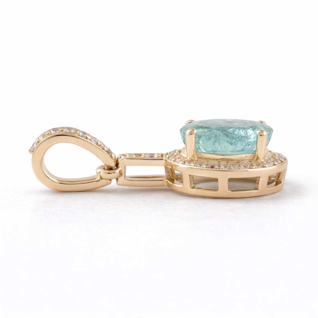 0.91 Ct Oval Emerald 9K Gold Pendant