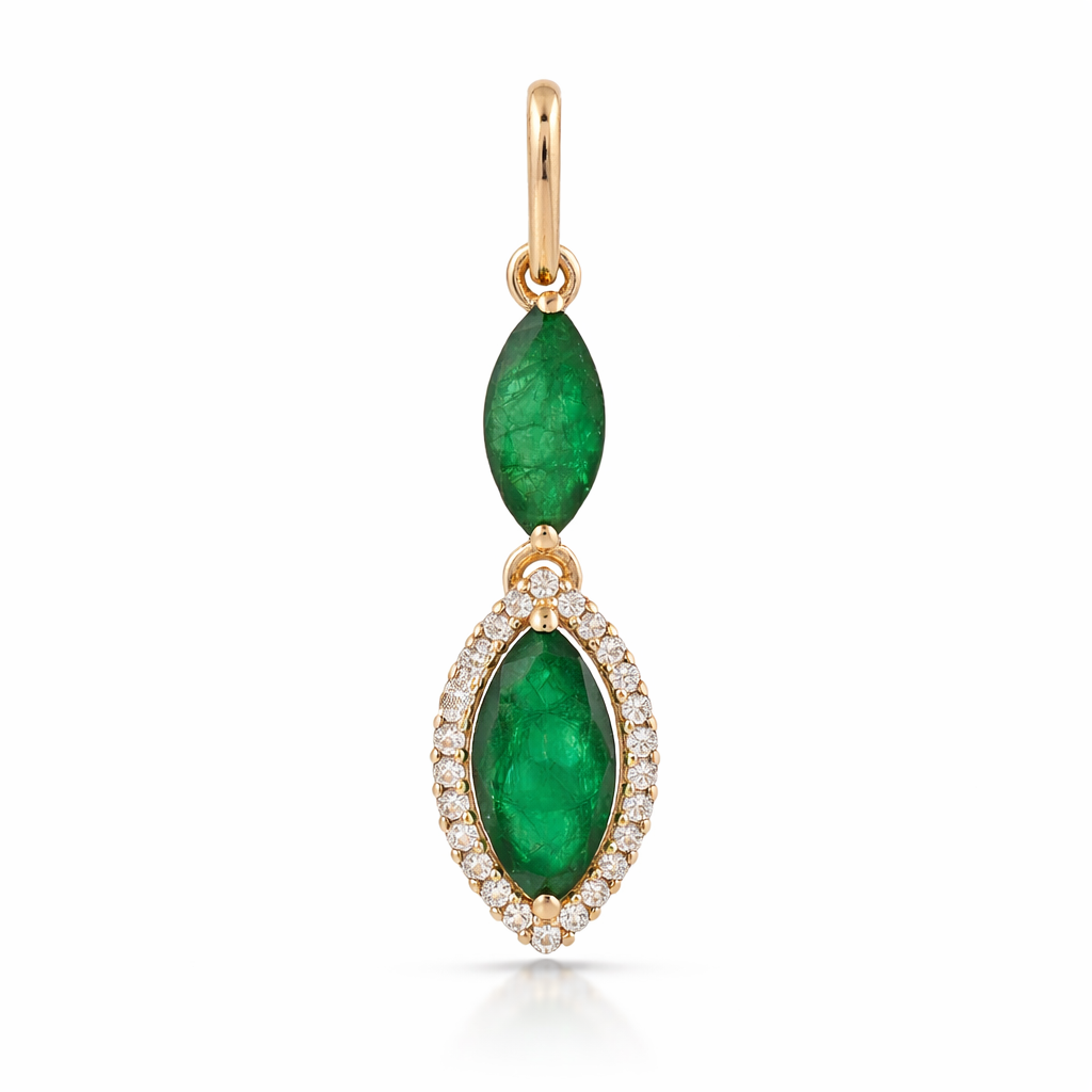 1.03 Ct Marquise Emerald 9K Gold Pendant