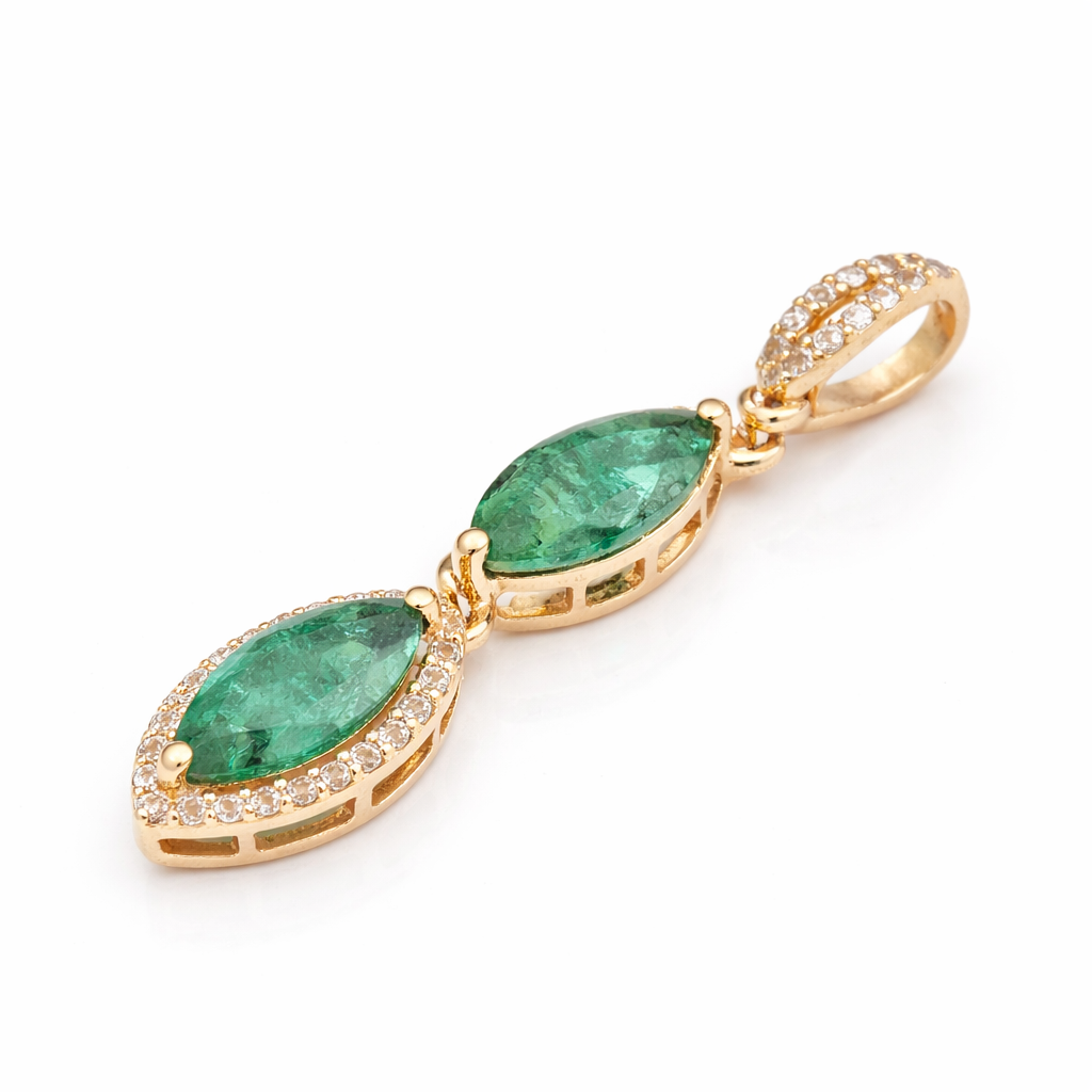 1.14 Ct Marquise Emerald 9K Gold Pendant