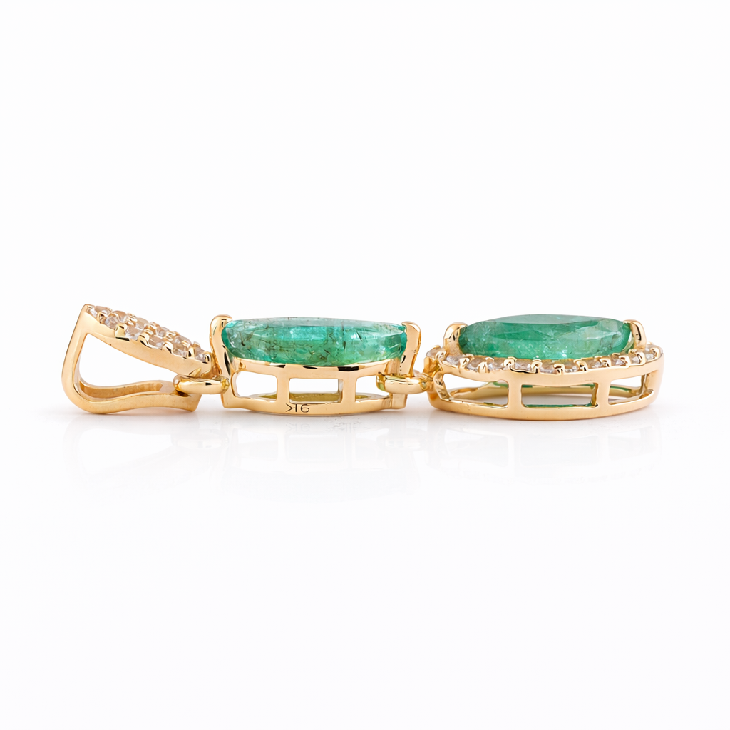 1.14 Ct Marquise Emerald 9K Gold Pendant