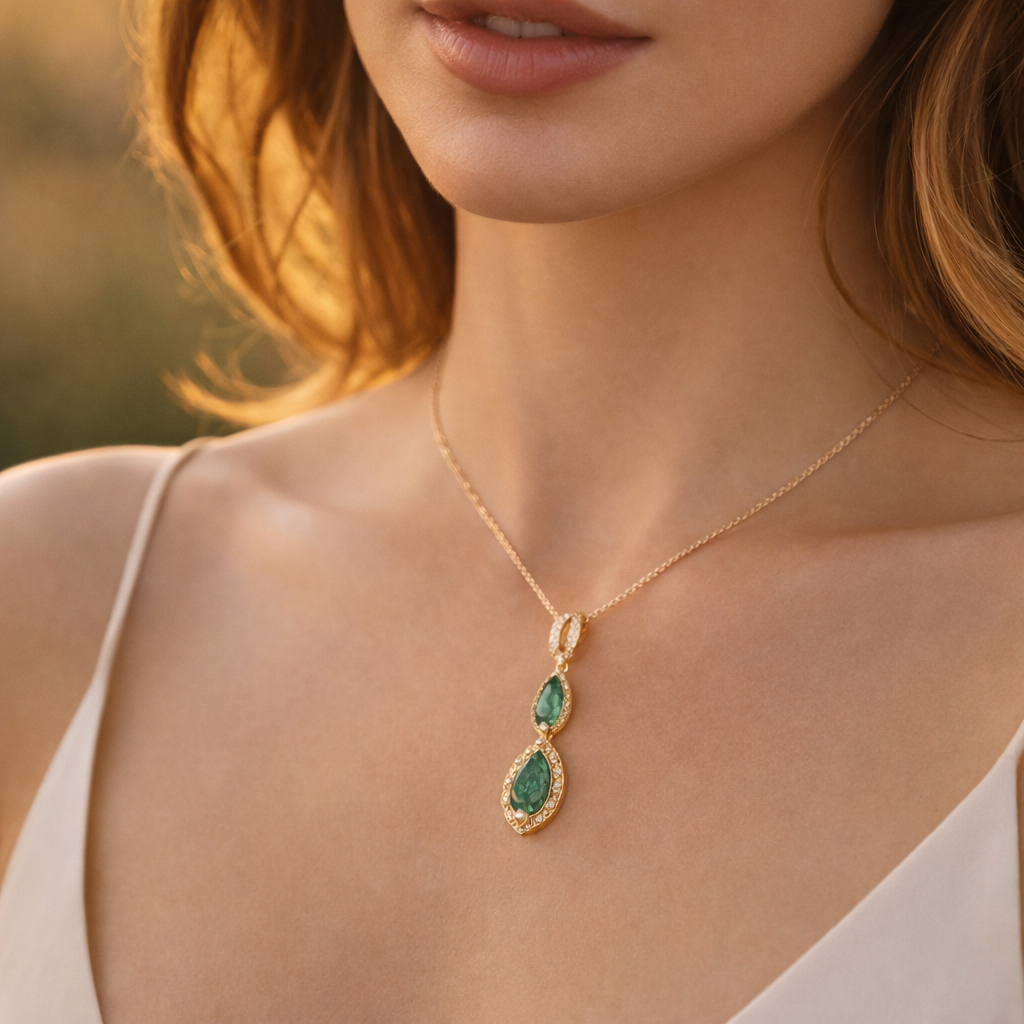 1.14 Ct Marquise Emerald 9K Gold Pendant