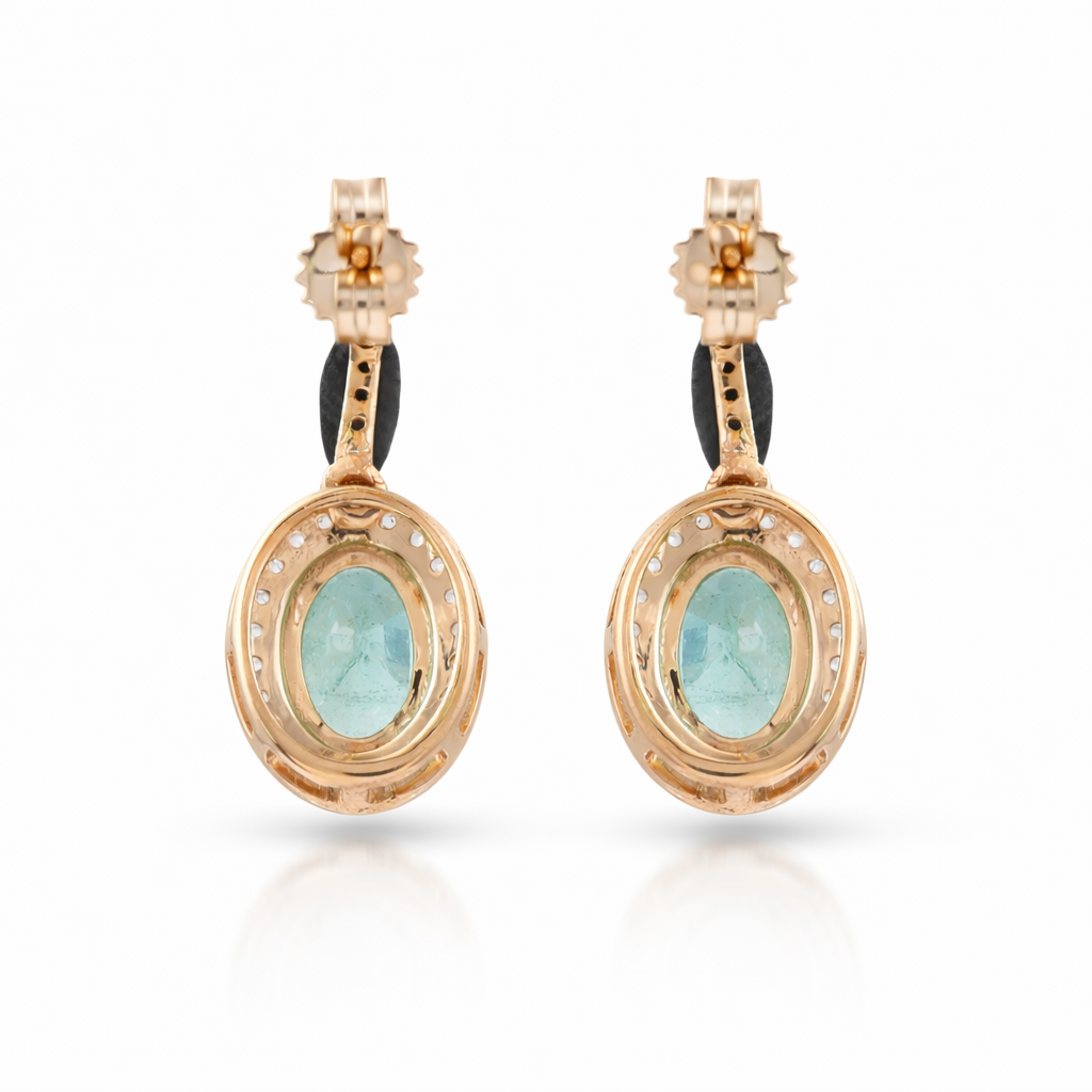 1.73 Ct Oval Emerald 9K Gold Earrings