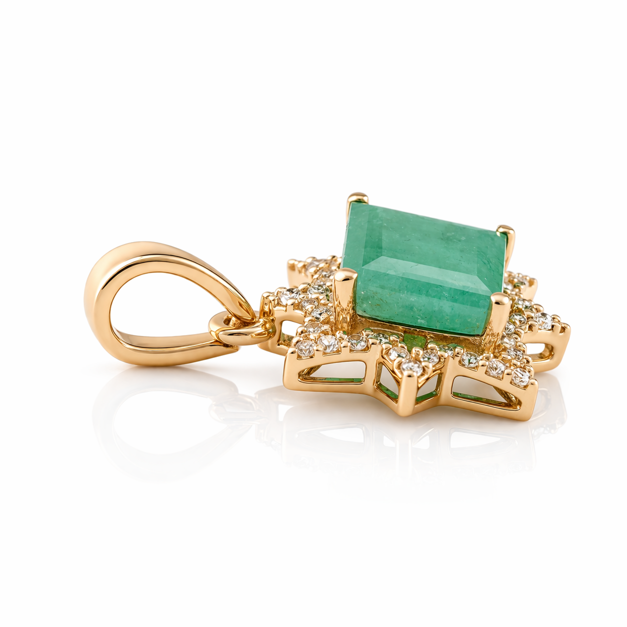 1.16 Ct Square Emerald 9K Gold Pendant