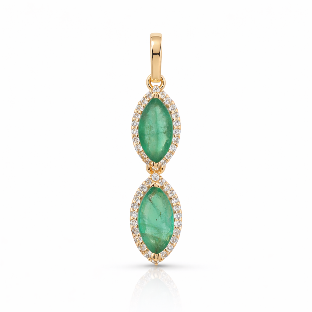 1.21 Ct Marquise Emerald 9K Gold Pendant