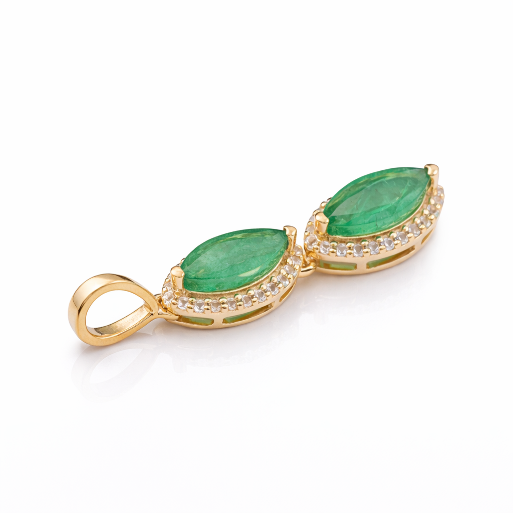 1.21 Ct Marquise Emerald 9K Gold Pendant