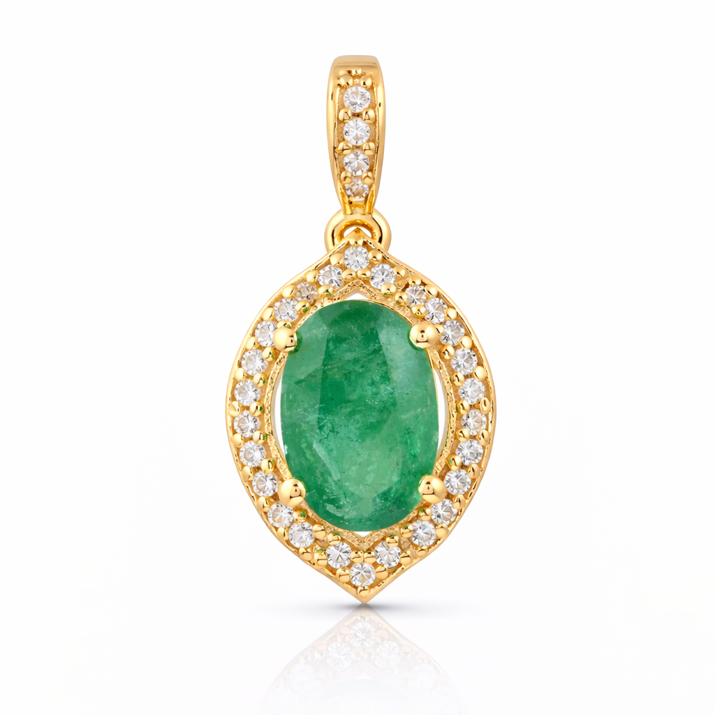 1.25 Ct Oval Emerald 9K Gold Pendant