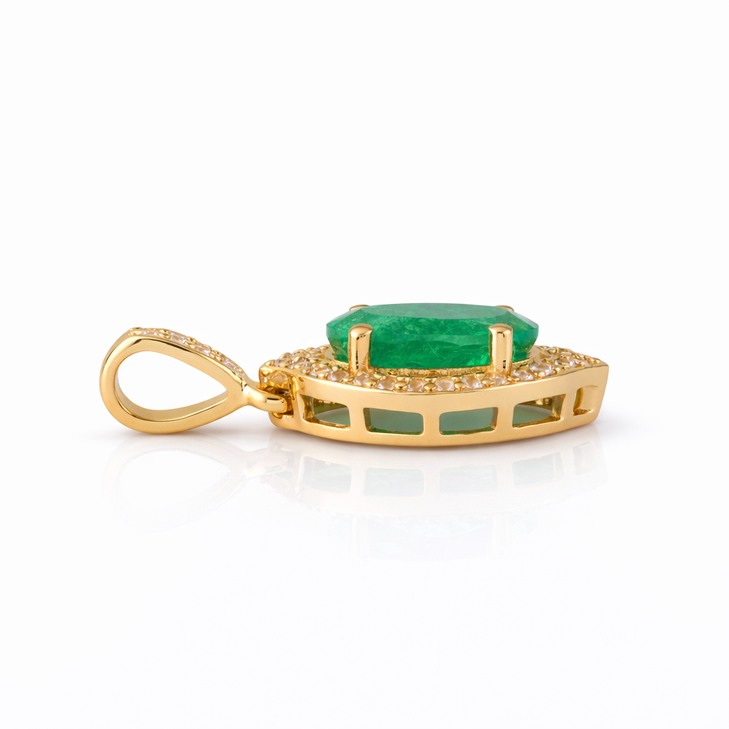 1.25 Ct Oval Emerald 9K Gold Pendant