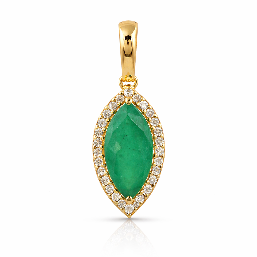 1.47 Ct Marquise Emerald 9K Gold Pendant