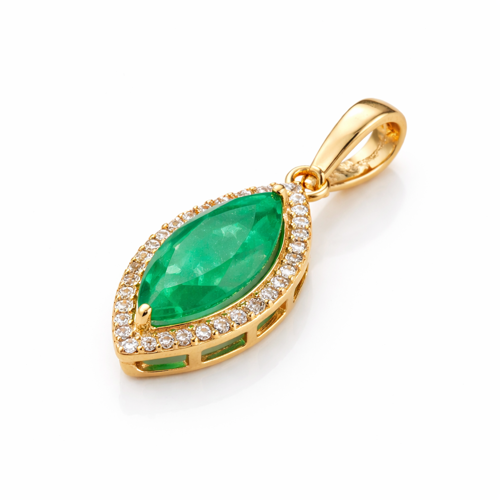1.47 Ct Marquise Emerald 9K Gold Pendant