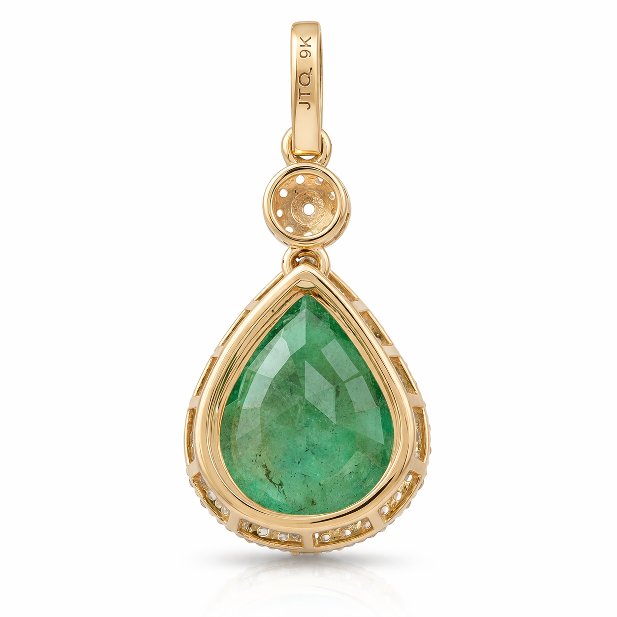 3.41 Ct Pear Emerald 9K Gold Pendant