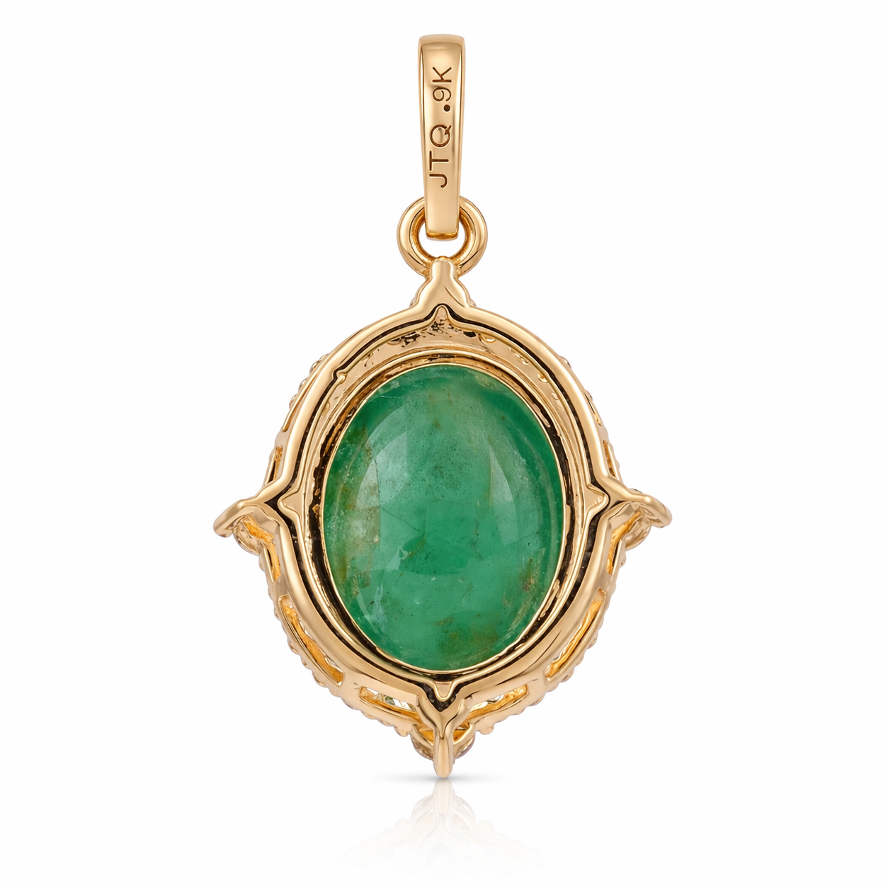 3.67 Ct Oval Emerald 9K Gold Pendant