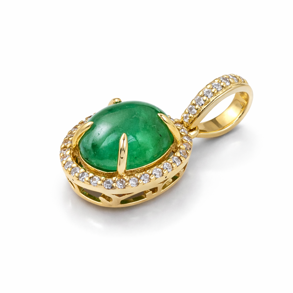2.23 Ct Oval Emerald 9K Gold Pendant